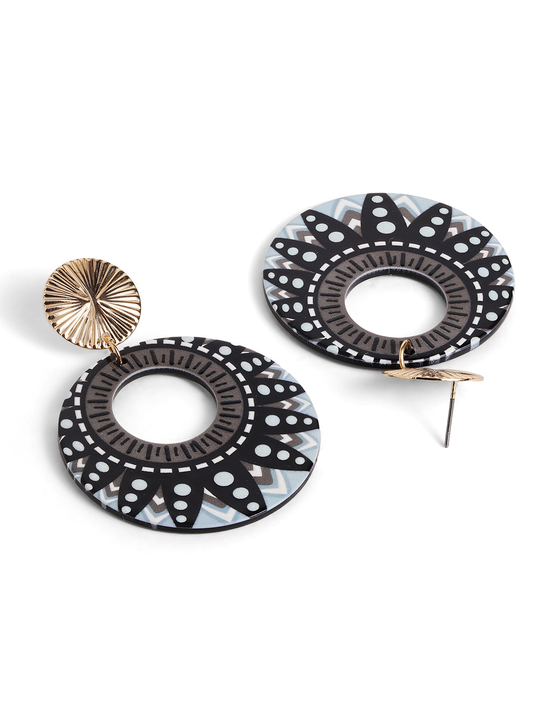 Priyaasi Black Floral Drop Earrings