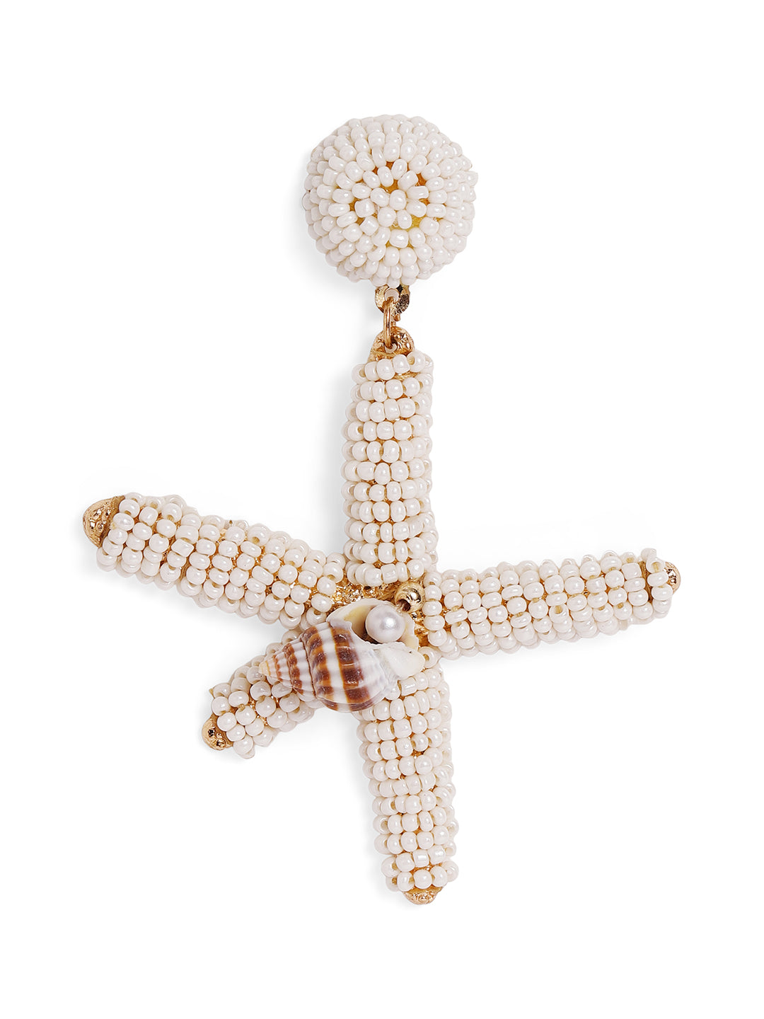 Priyaasi Gold Plated White Beaded Drop Earrings