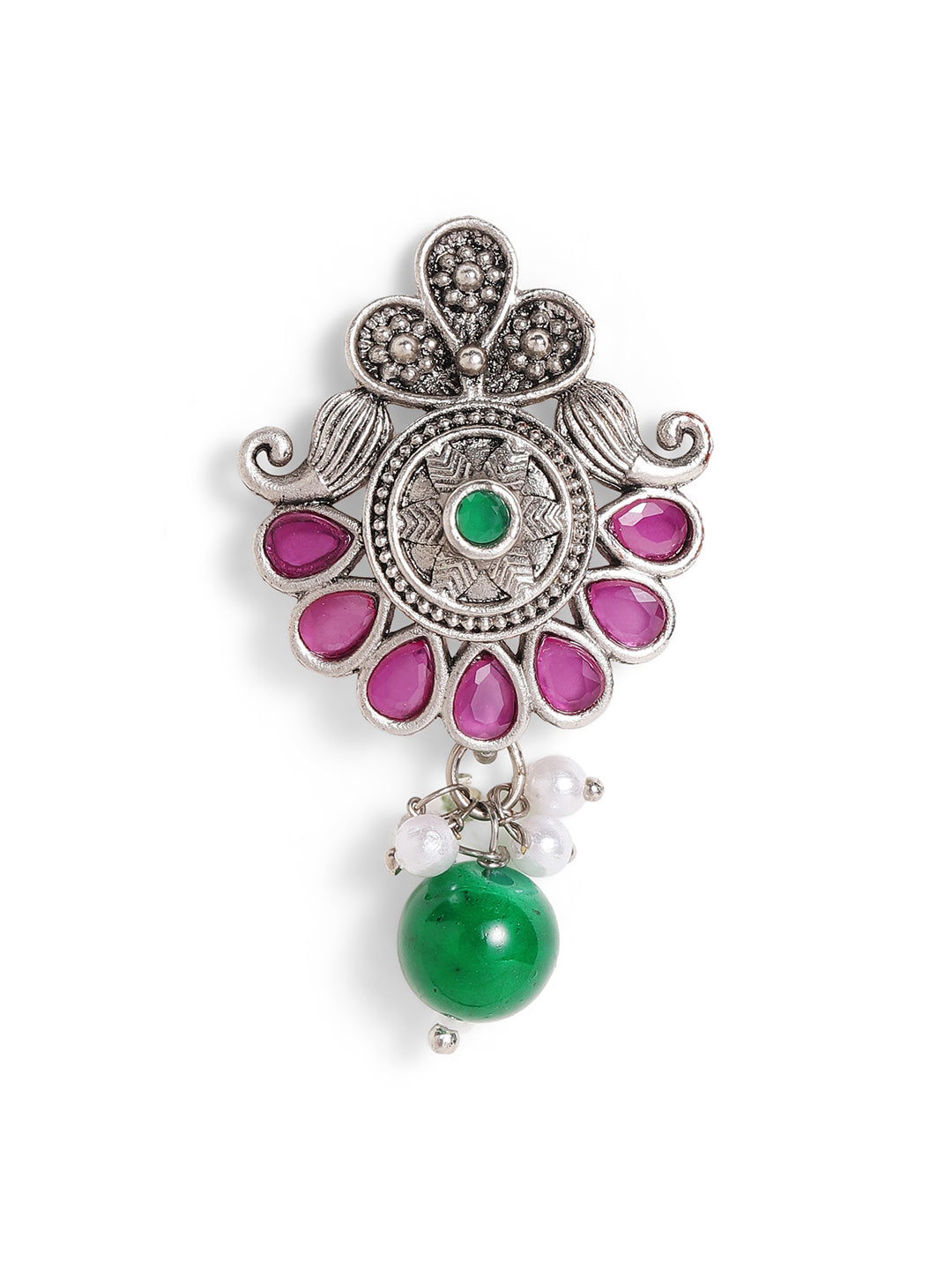 Priyaasi Silver Plated Oxidized Drop Earrings