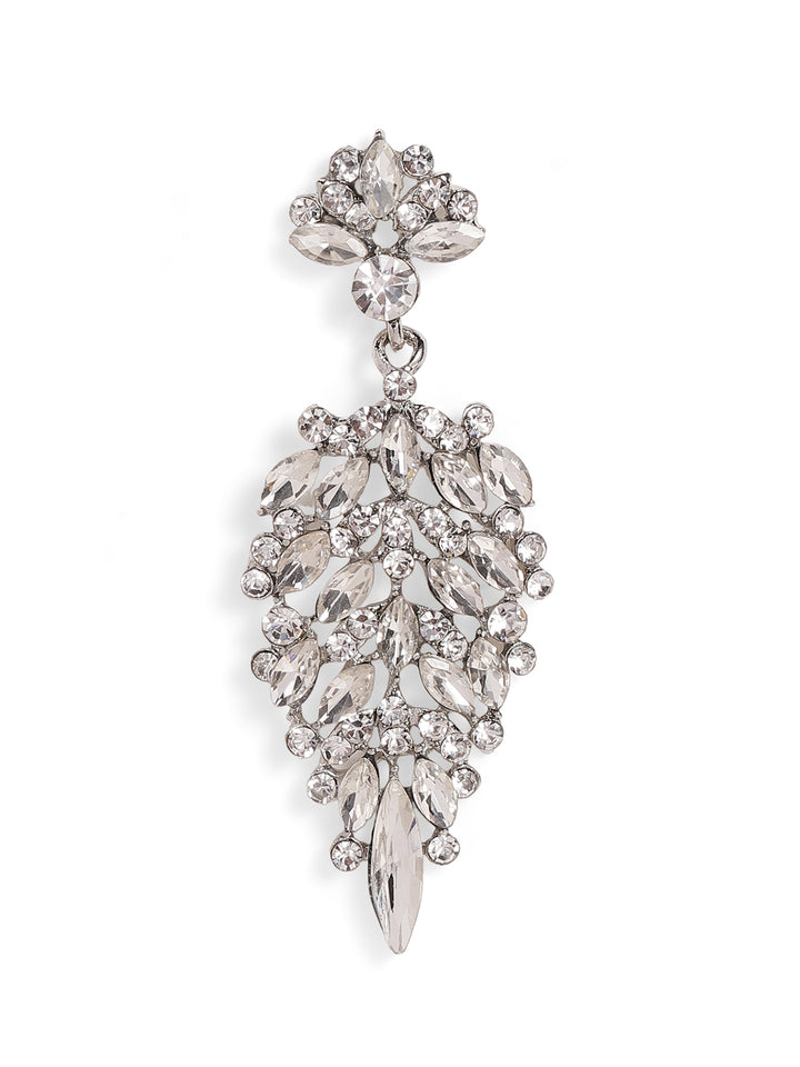 Priyaasi Silver Plated Crystal Drop Earrings