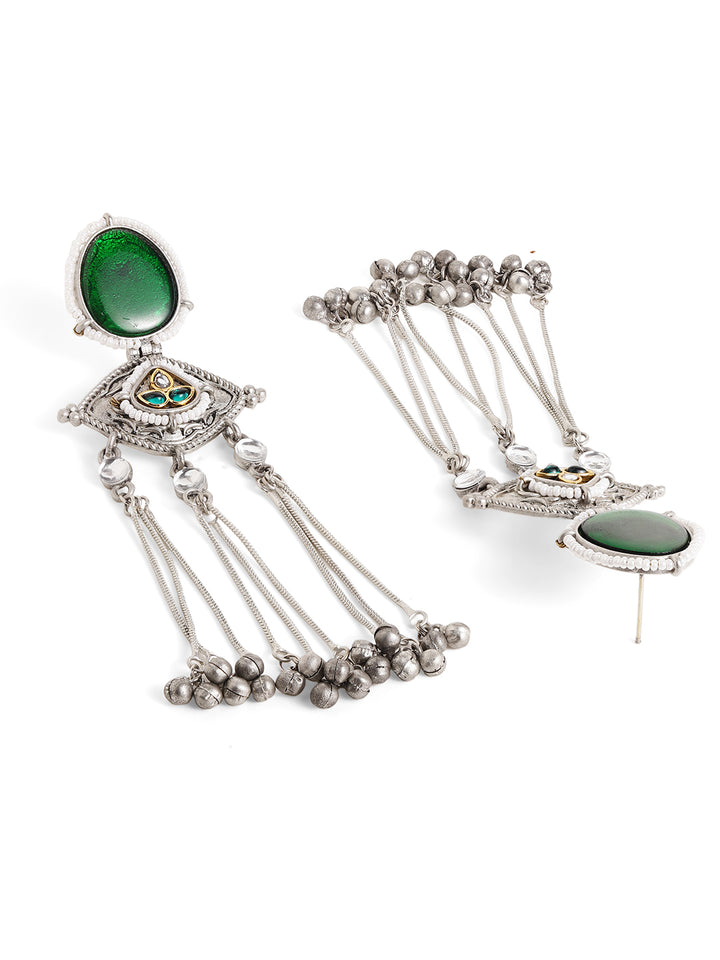 Priyaasi Silver Plated Oxidized Dangle Earrings