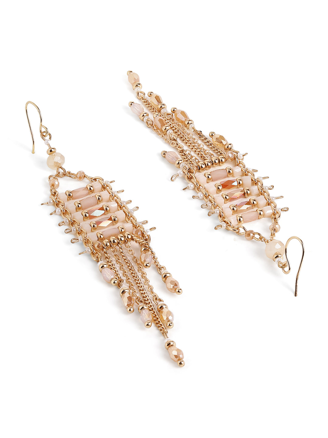 Priyaasi Gold Plated Beaded Dangle Earrings