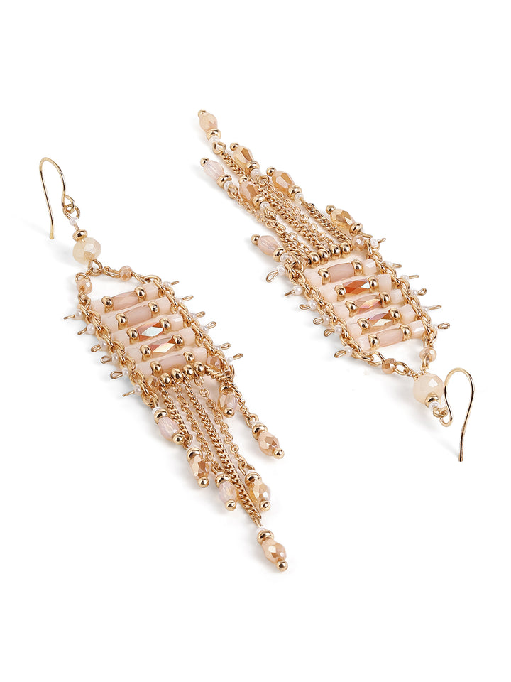 Priyaasi Gold Plated Beaded Dangle Earrings