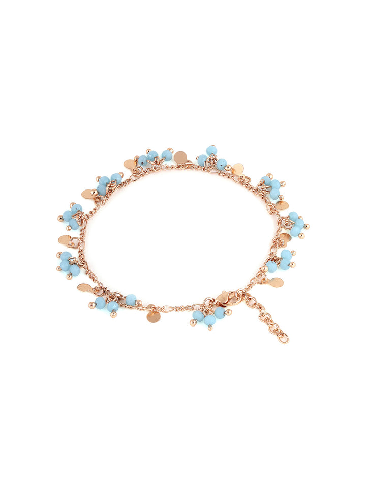 Priyaasi Gold Plated Blue Beads Contemporary Bracelet