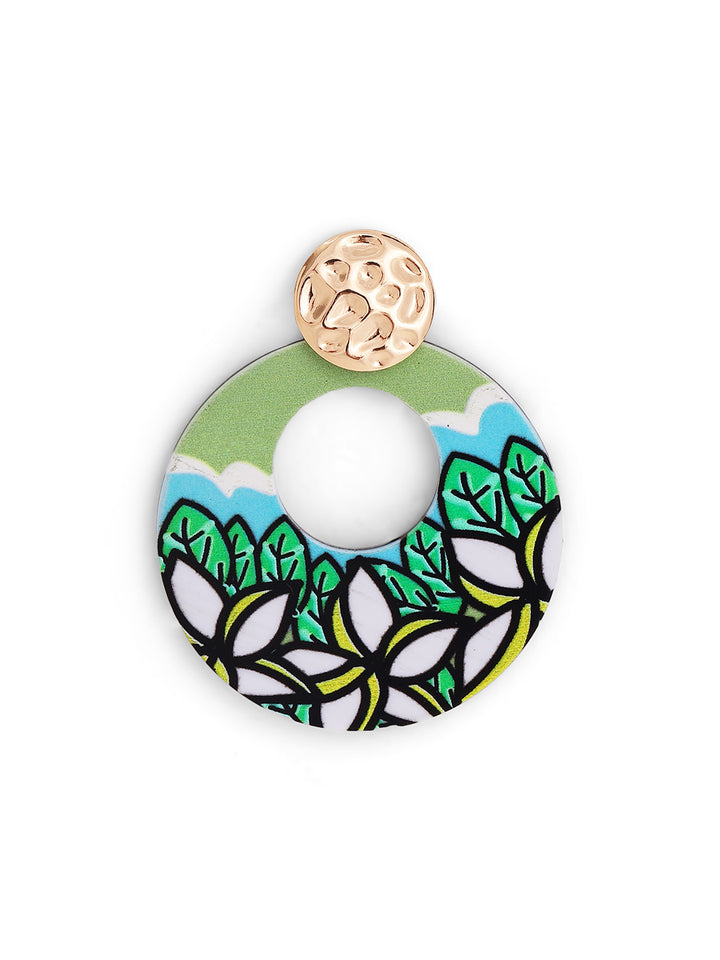 Priyaasi Green Floral Drop Earrings
