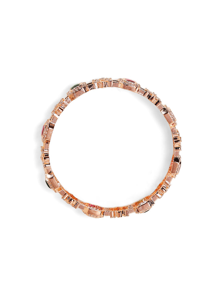 Priyaasi Gold Plated Multi-Color American Diamond Ruby/Emarld Bangles
