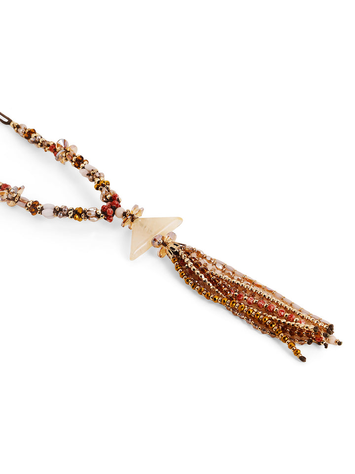 Priyaasi Gold Plated Brown Beaded Necklace