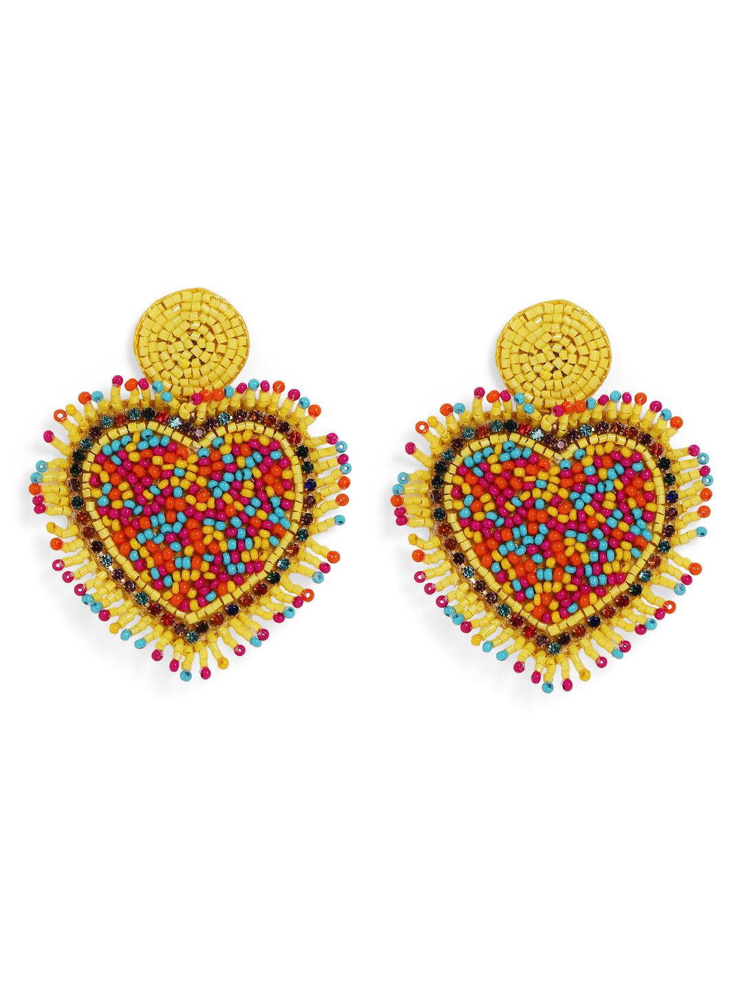 Priyaasi Yellow Beaded Drop Earrings