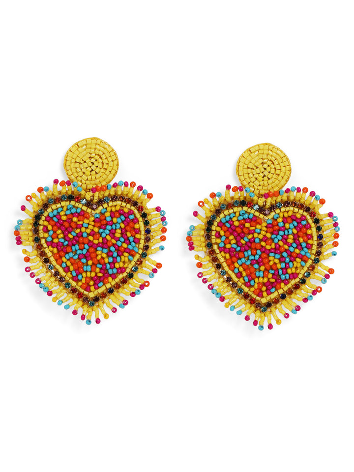 Priyaasi Yellow Beaded Drop Earrings