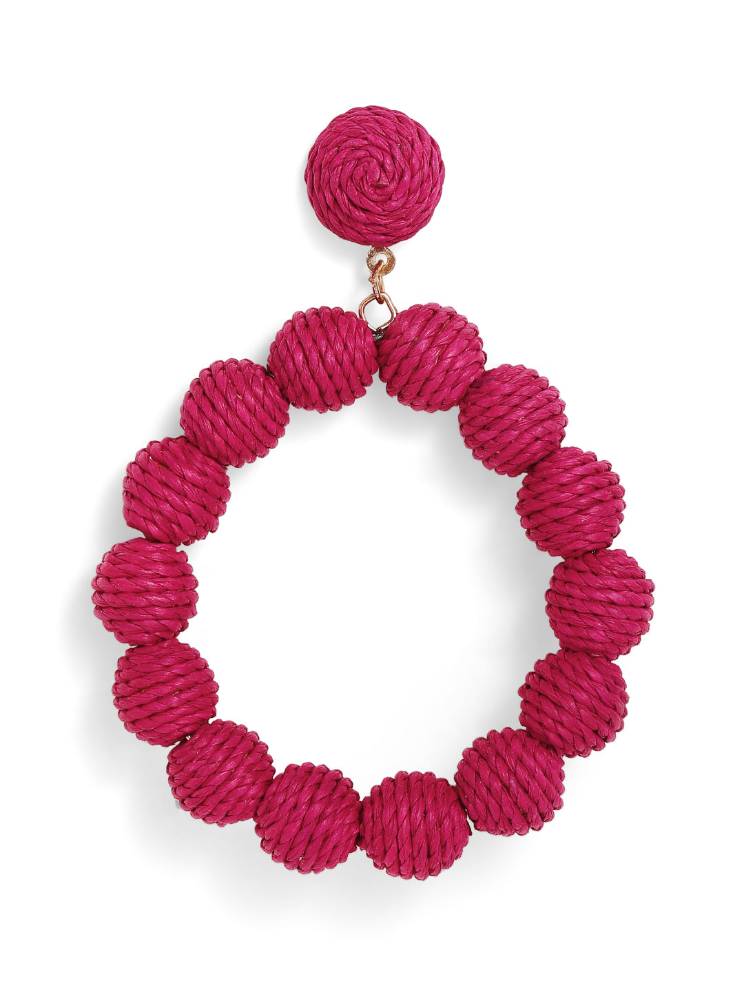 Priyaasi Gold Plated Maroon Beaded Drop Earrings