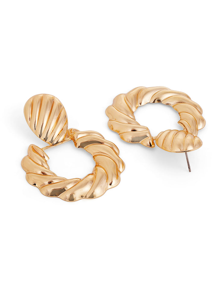 Priyaasi Gold Plated Brass Solid Drop Earrings