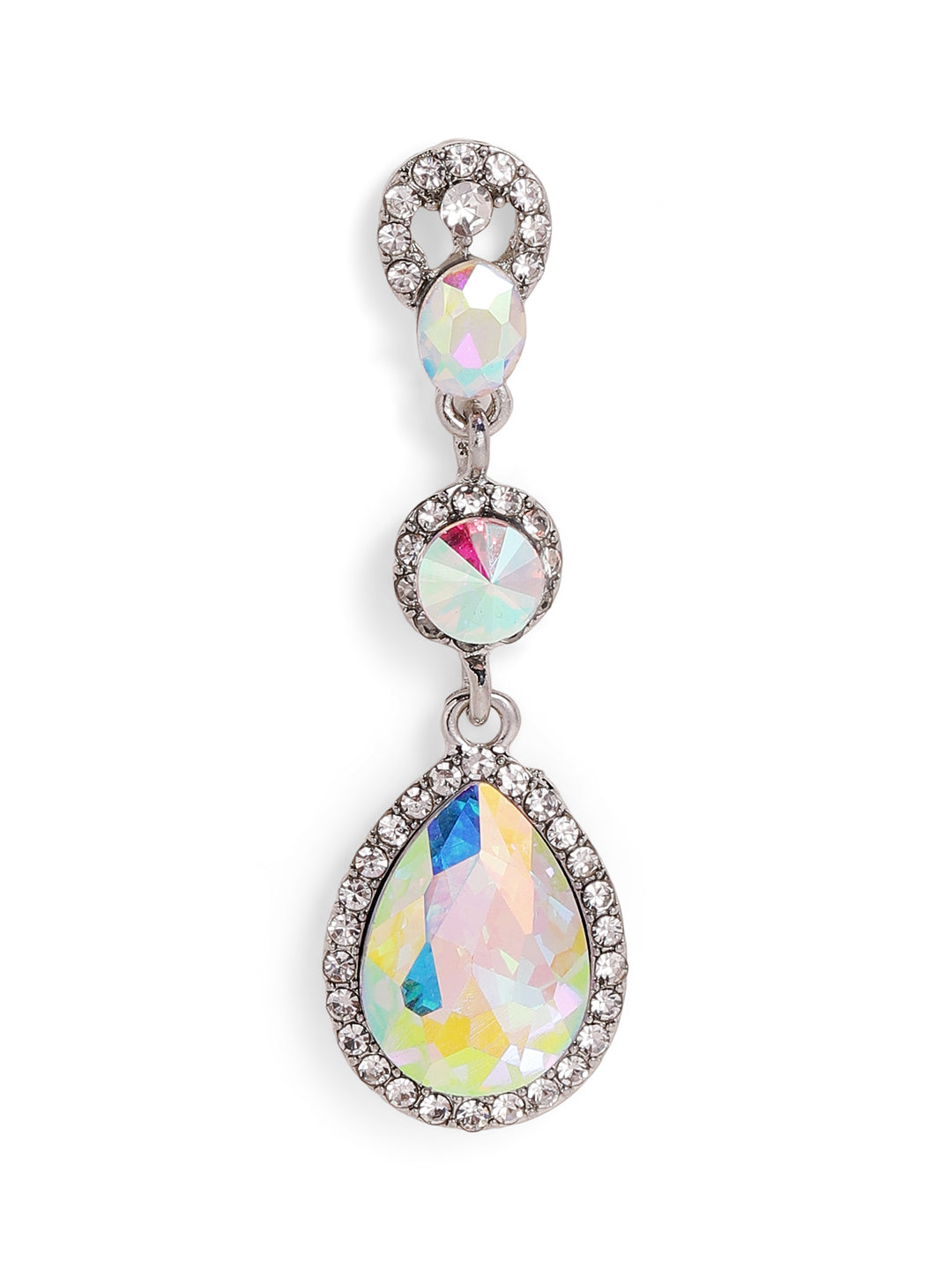 Priyaasi Silver Plated Crystal Drop Earrings