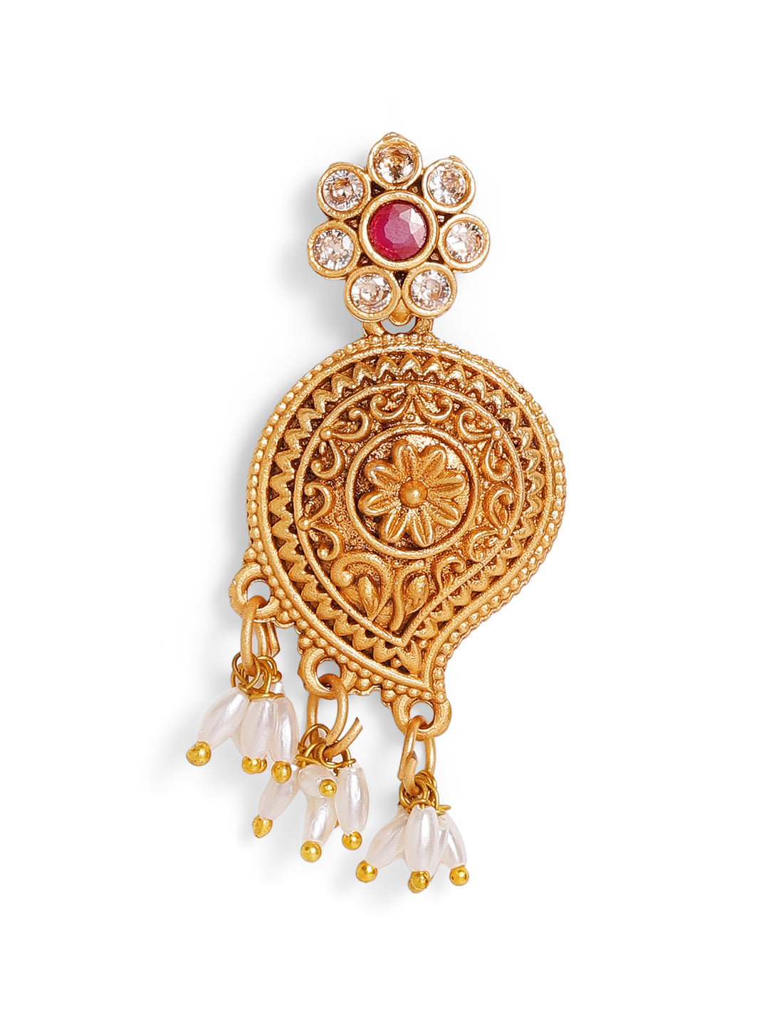 Priyaasi Gold Plated Temple Drop Earrings