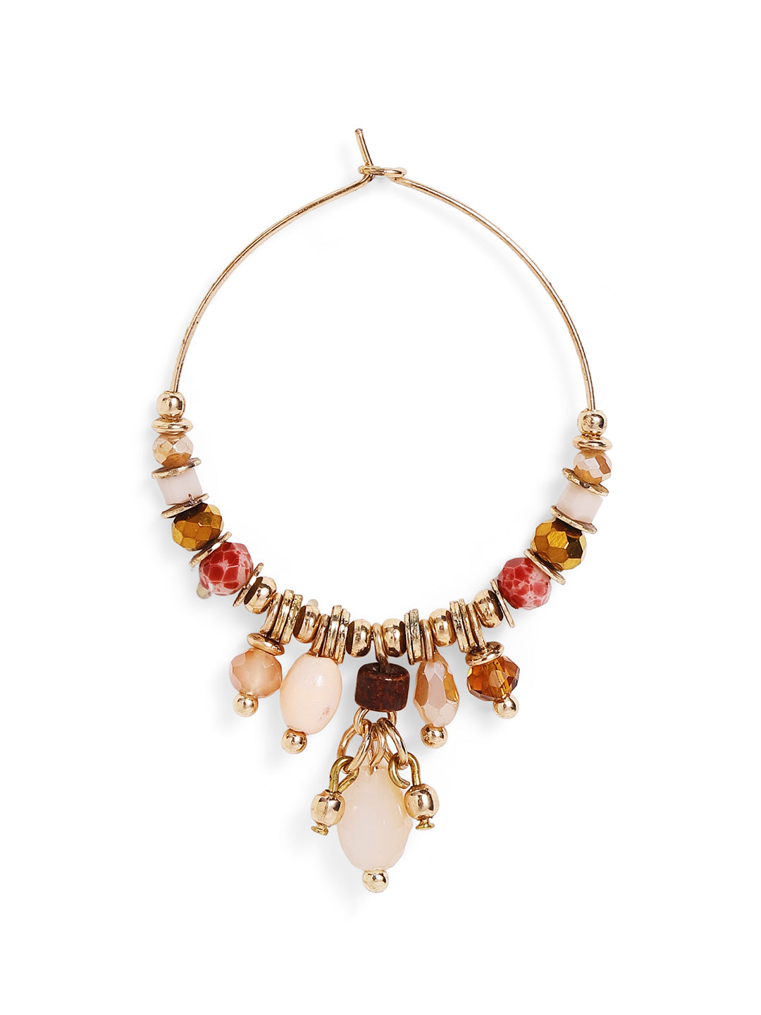 Priyaasi Gold Plated Pink Beaded Drop Earrings
