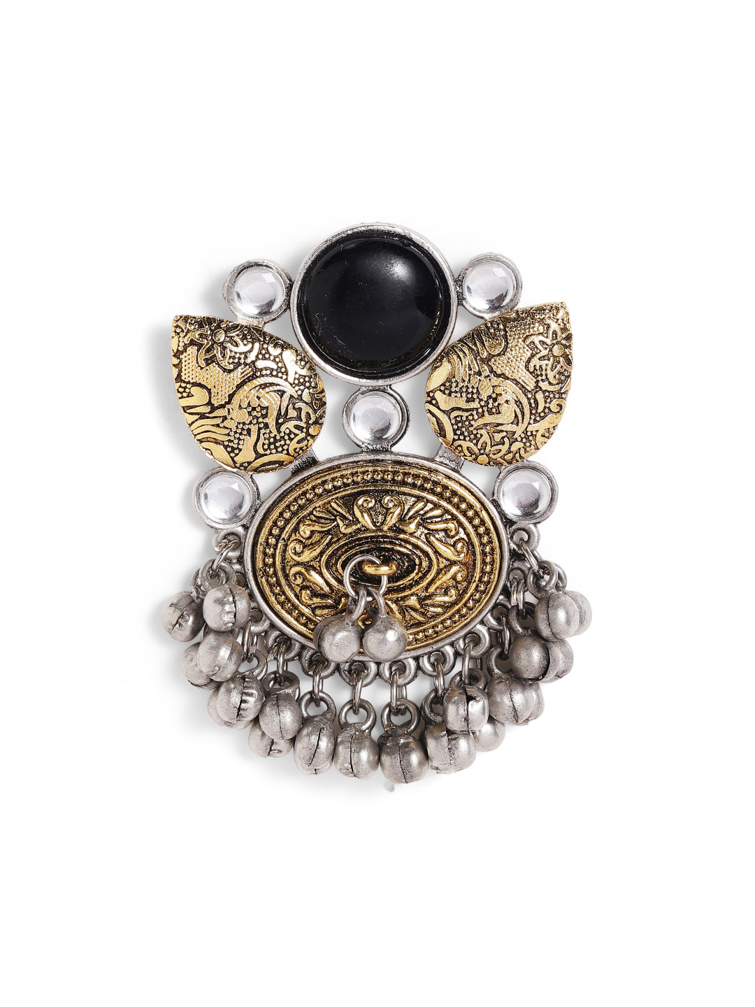 Priyaasi Silver Plated Oxidized Drop Earrings