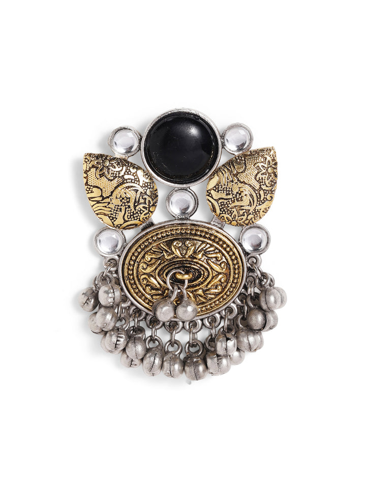 Priyaasi Silver Plated Oxidized Drop Earrings