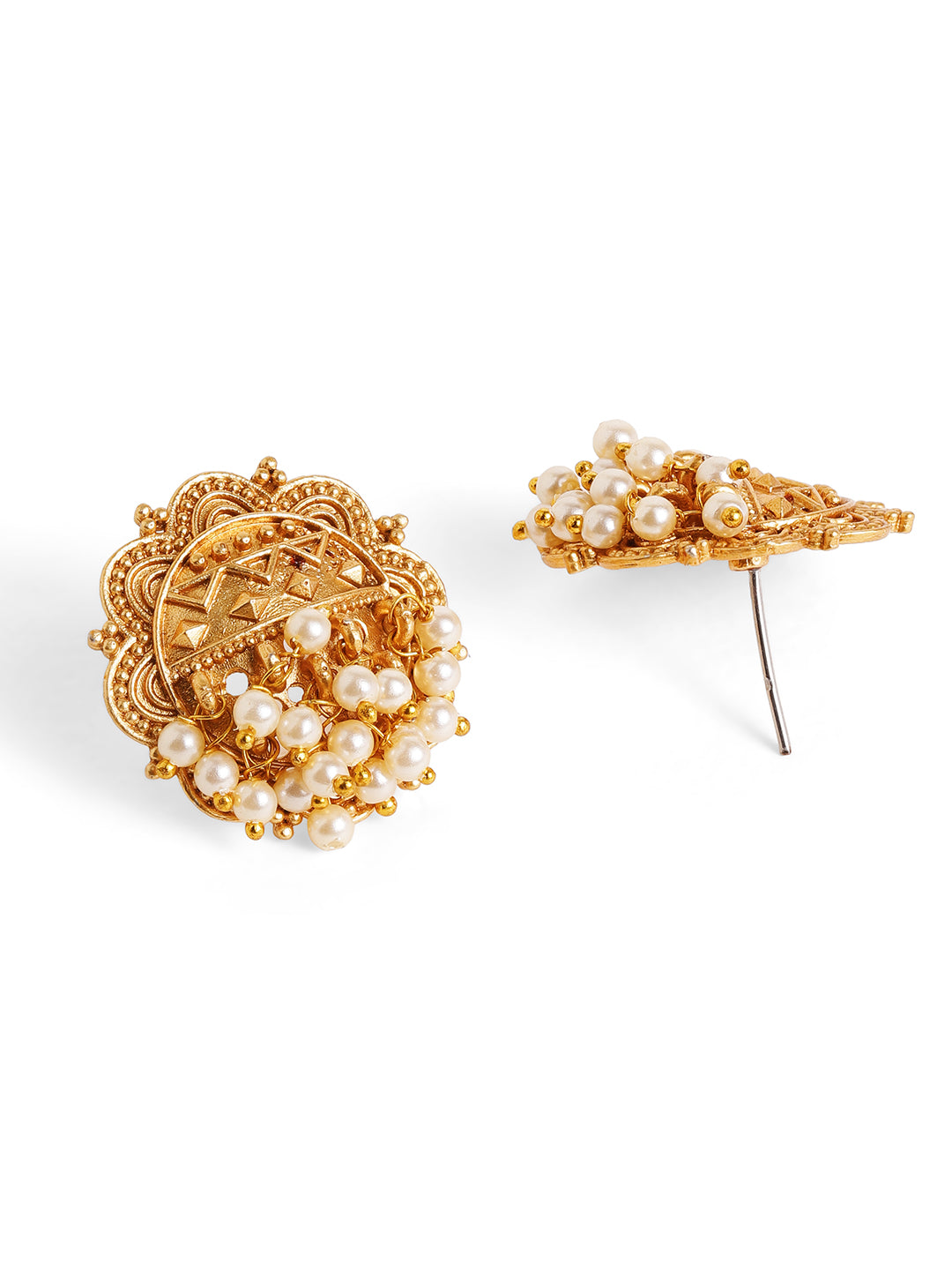 Priyaasi Gold Plated Temple Stud Earrings