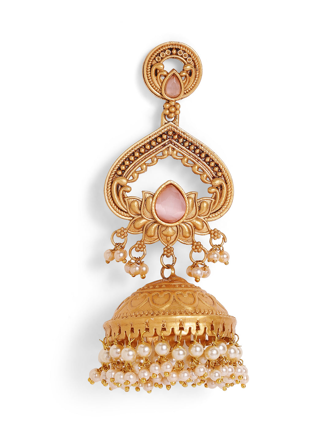 Priyaasi Gold Plated Temple Jhumka Earrings