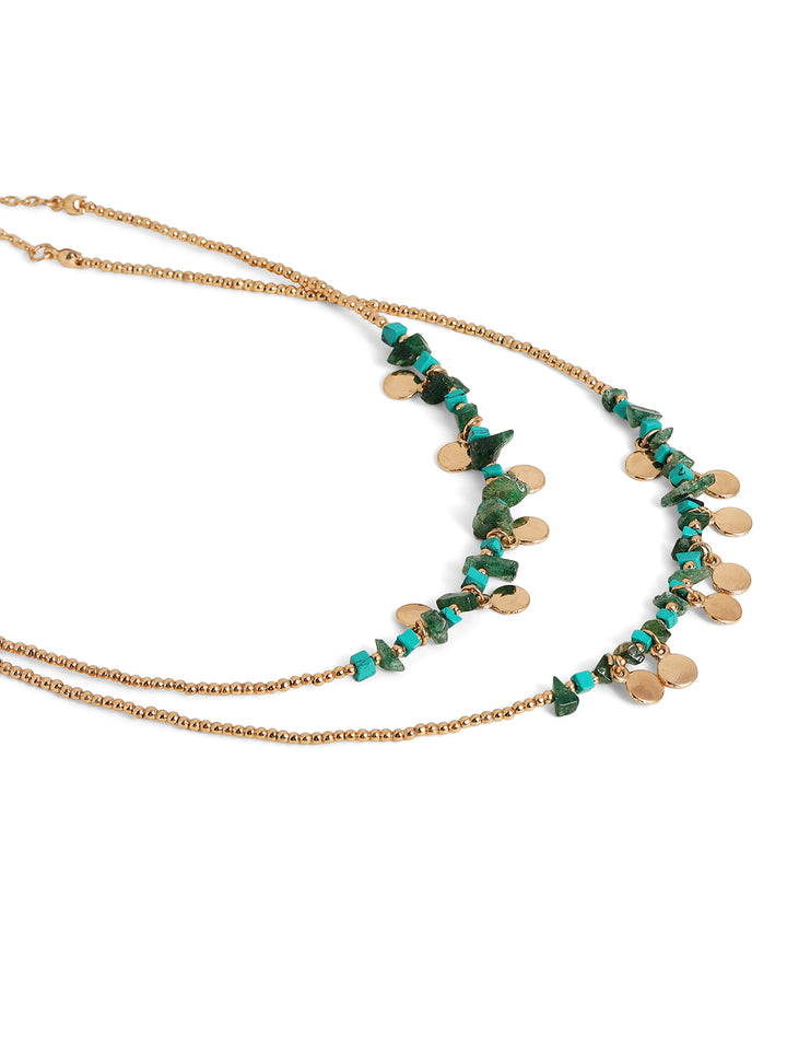Priyaasi gold plated multi color 5 layer beaded necklace