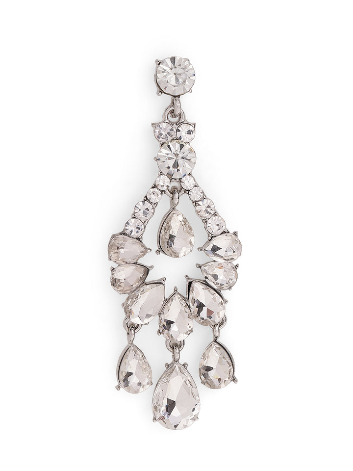 Priyaasi Silver Plated Crystal Drop Earrings