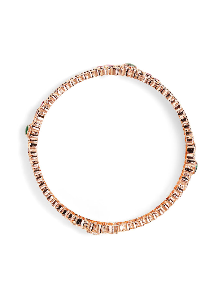 Priyaasi Gold Plated Multi-Color Emarld-Pink Bangles