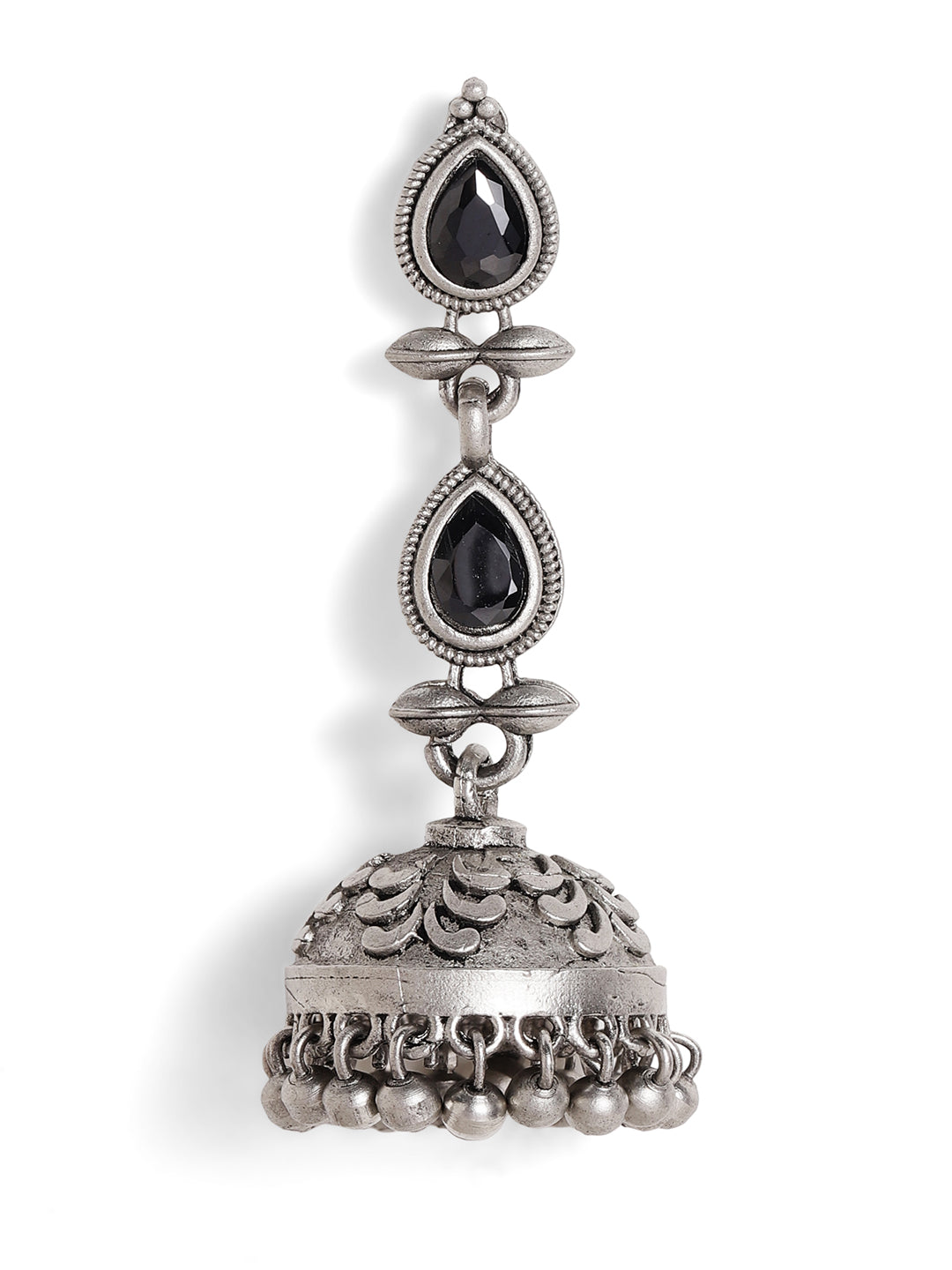 Priyaasi Silver Plated Oxidized Drop Earrings