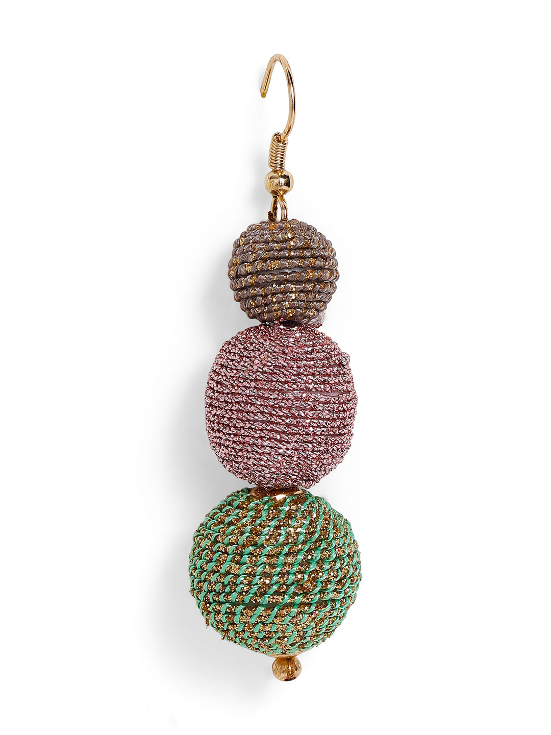 Priyaasi Gold Plated Green Beaded Drop Earrings