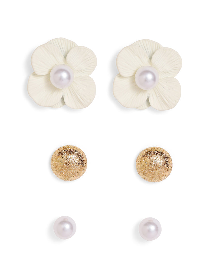 Priyaasi Silver Floral Stud Earrings