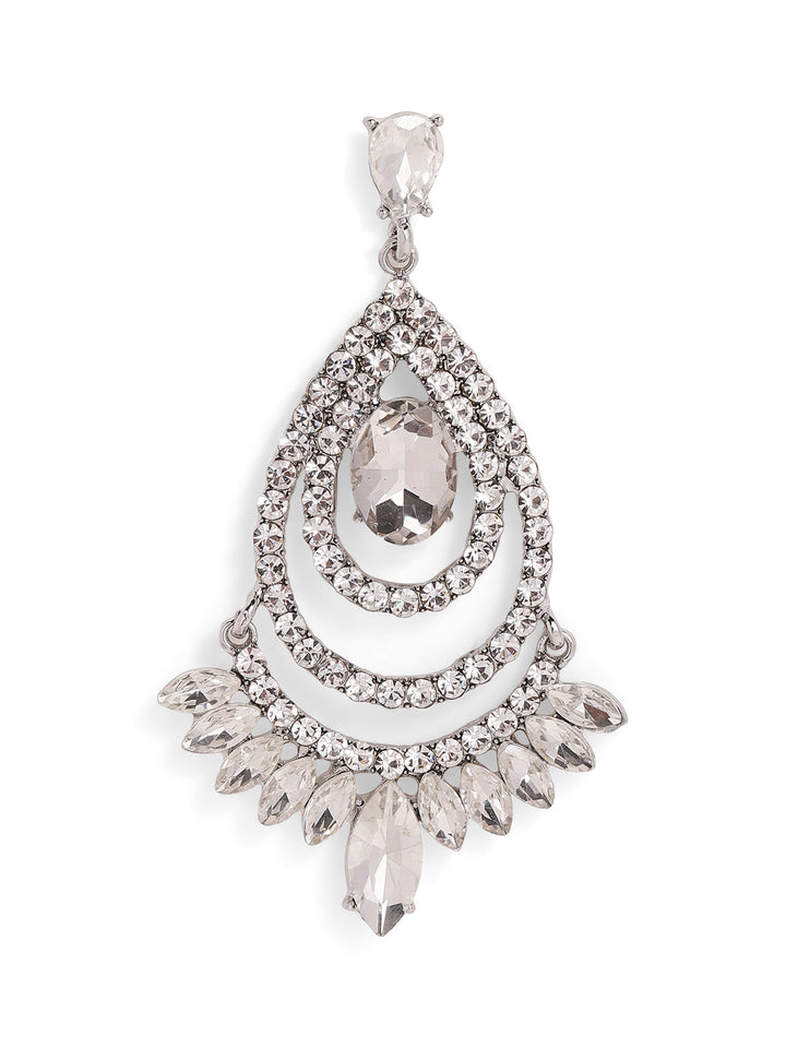 Priyaasi Silver Plated Crystal Drop Earrings