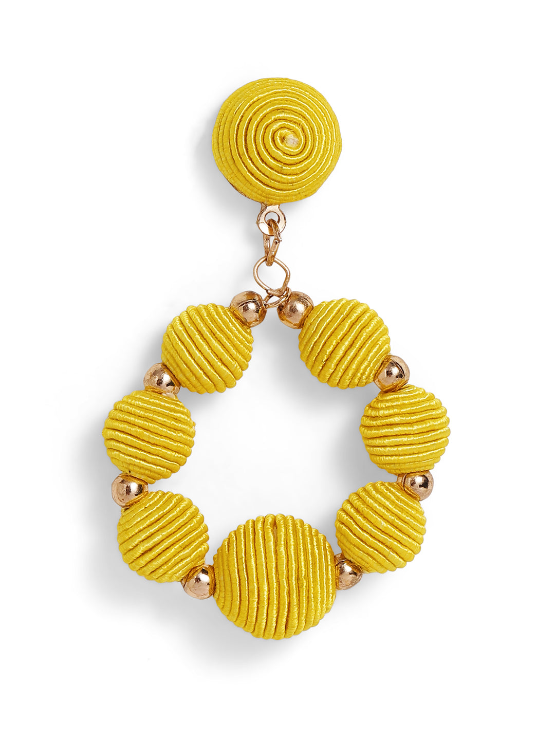 Priyaasi Gold Plated Yellow Beaded Drop Earrings