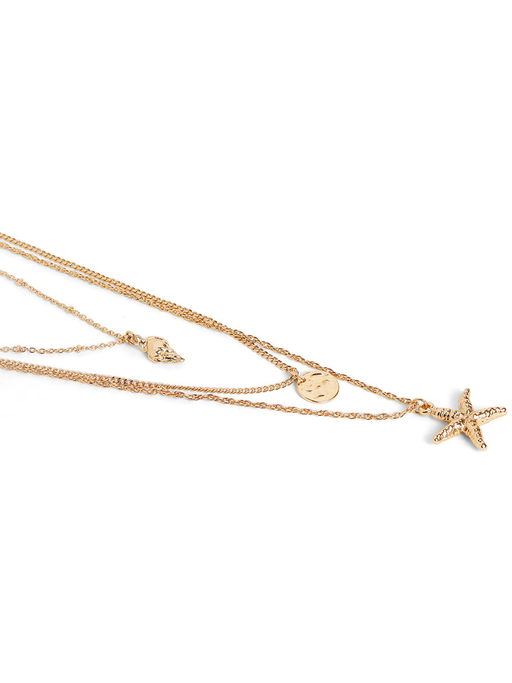 Priyaasi gold plated gold color 07 layer beaded necklace