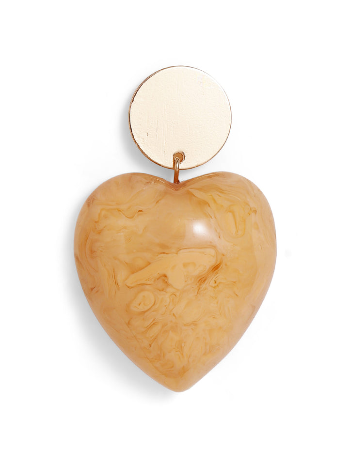 Priyaasi Gold Plated Heart-Shaped Brown Brass-solid Drop Earrings
