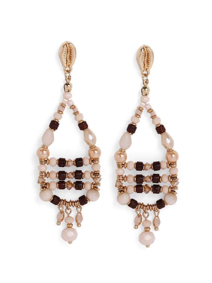 Priyaasi Gold Plated Beaded Drop Earrings