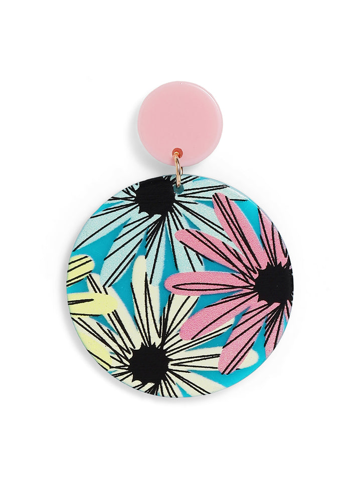 Priyaasi Pink Floral Drop Earrings
