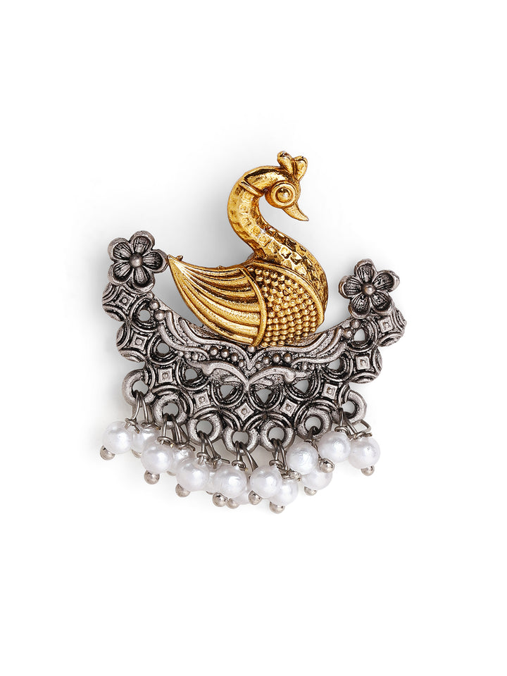 Priyaasi Silver Plated Oxidized Stud Earrings