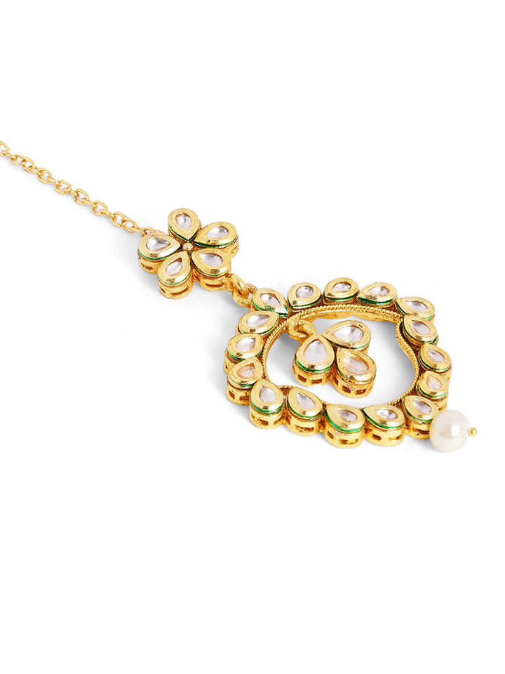 Priyaasi Gold Plated Kundan Chandbali Mangtika