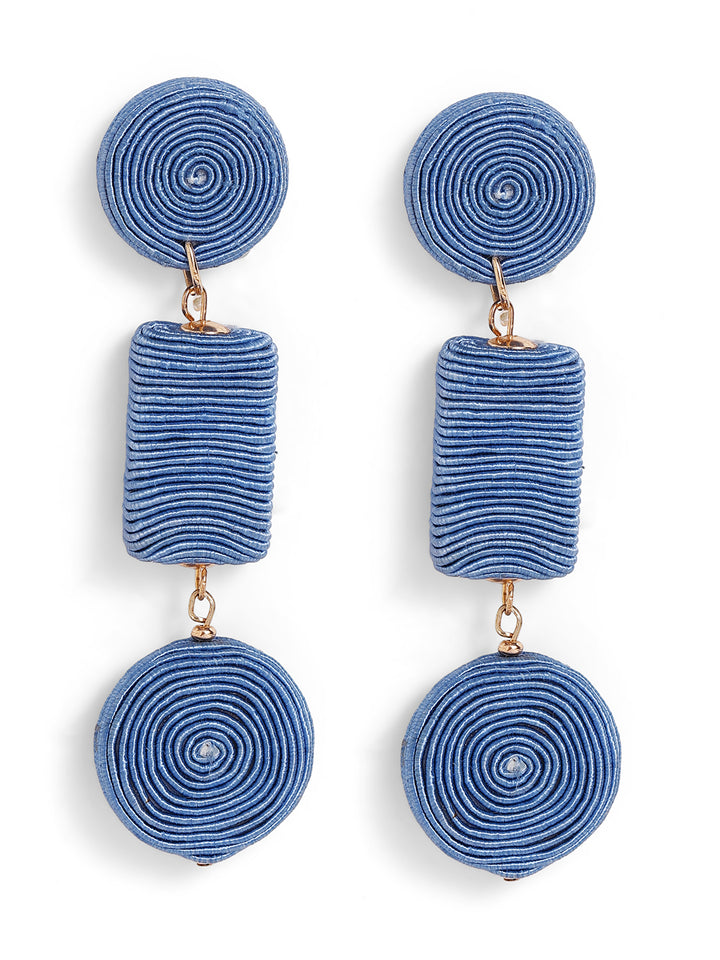 Priyaasi Gold Plated Blue Beaded Drop Earrings