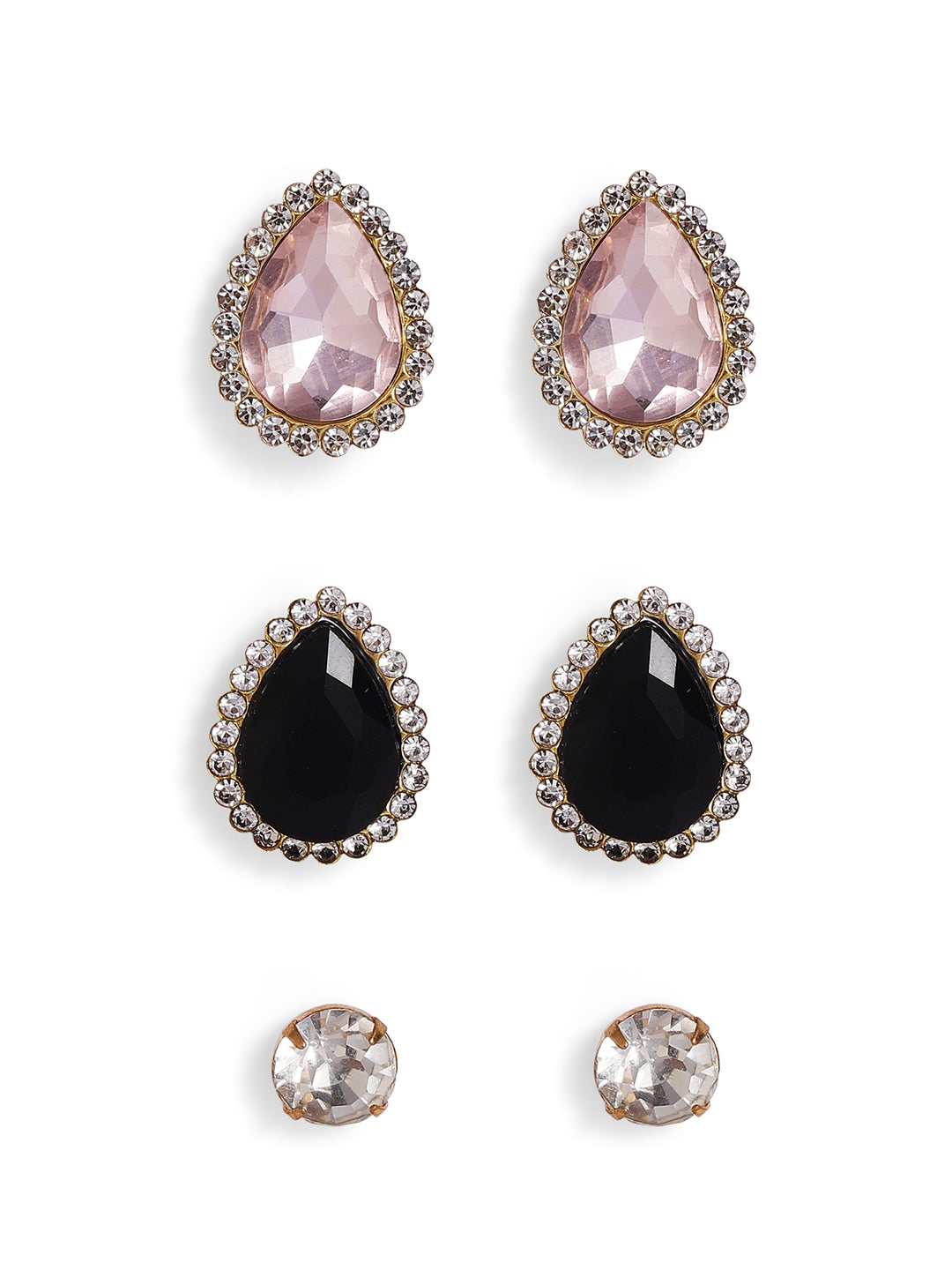 Priyaasi Silver Plated Crystal Stud Earrings