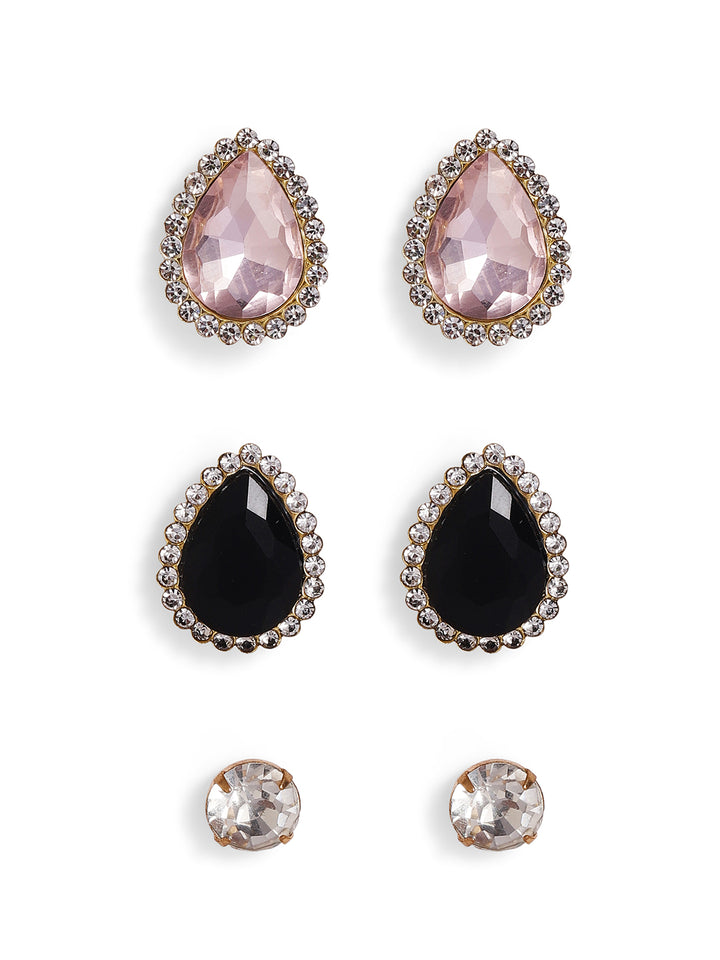 Priyaasi Silver Plated Crystal Stud Earrings