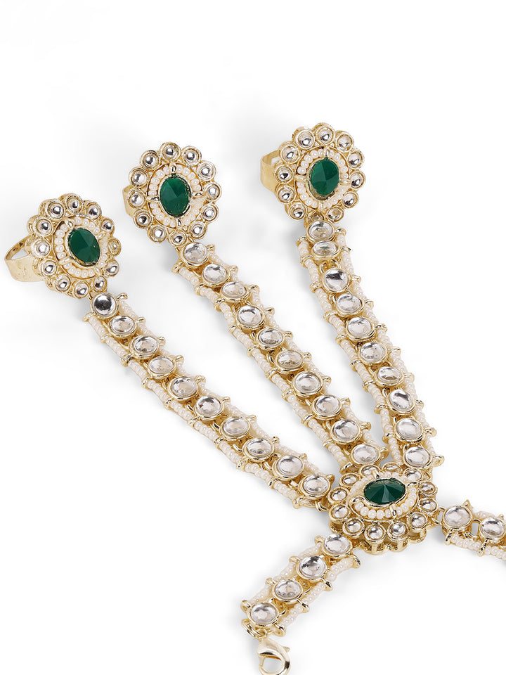 Priyaasi Gold Plated Kundan Hathphool