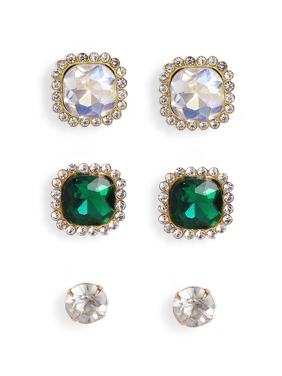 Priyaasi Silver Plated Crystal Stud Earrings