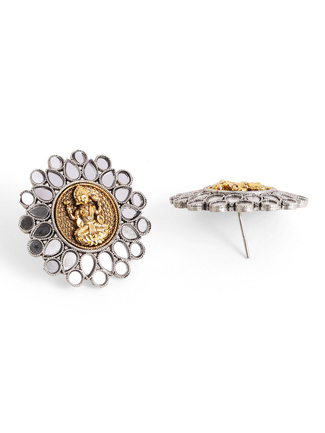 Priyaasi Silver Plated Temple Stud Earrings