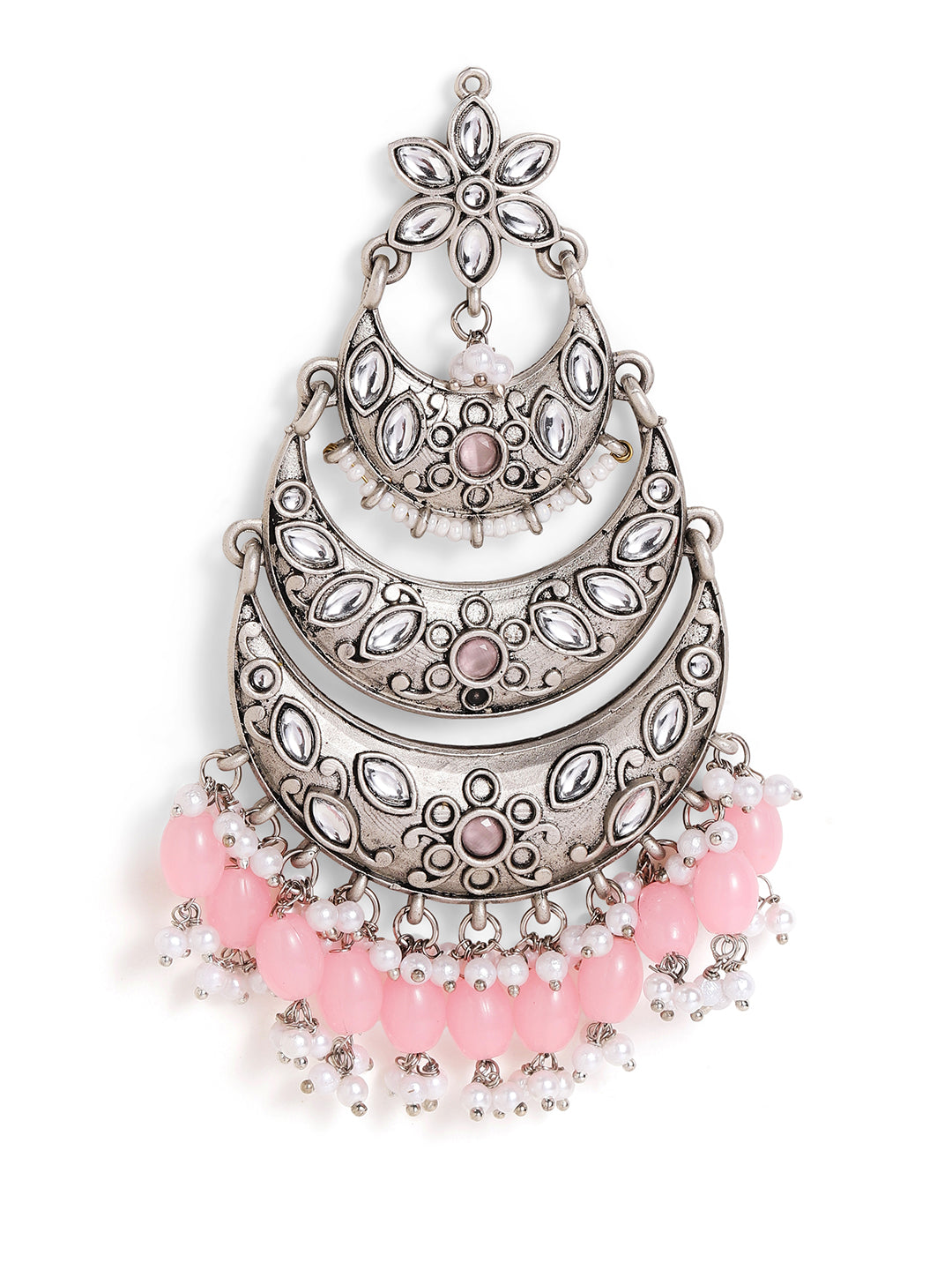 Priyaasi Silver Plated Oxidized Chandbali Earrings