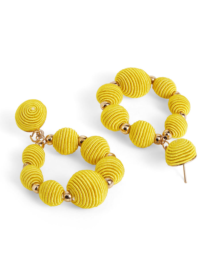 Priyaasi Gold Plated Yellow Beaded Drop Earrings