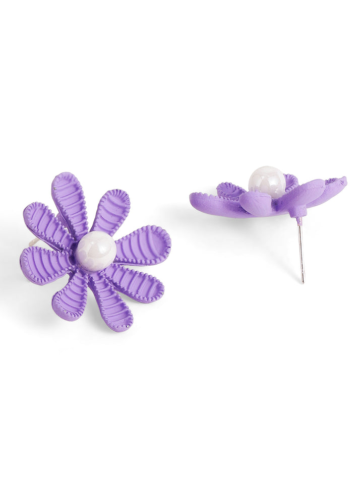 Priyaasi Blue Floral Stud Earrings