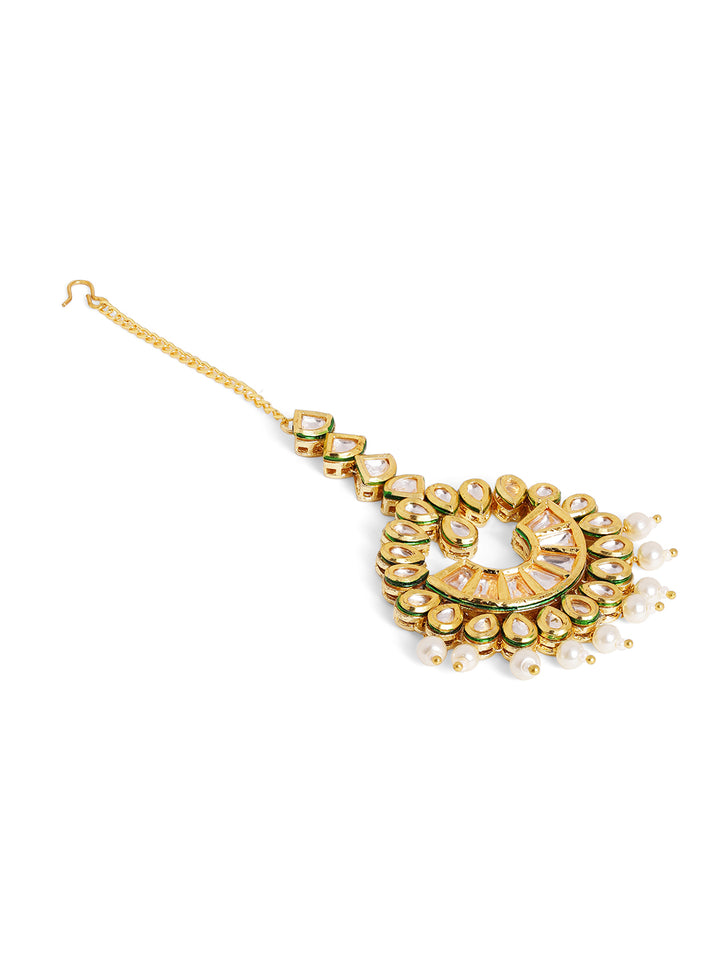 Priyaasi Gold Plated Kundan Chandbali Mangtika