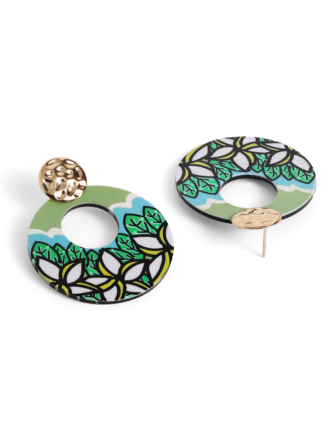 Priyaasi Green Floral Drop Earrings