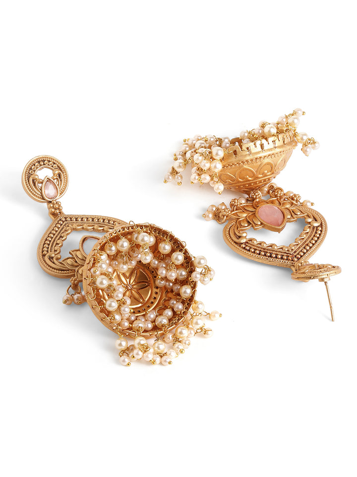 Priyaasi Gold Plated Temple Jhumka Earrings