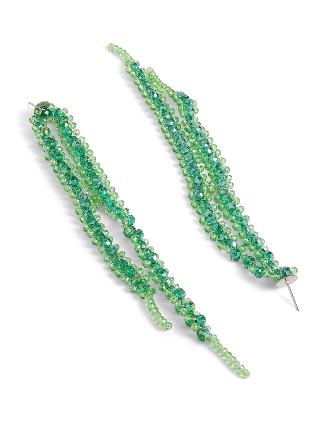 Priyaasi Green Beaded Dangle Earrings
