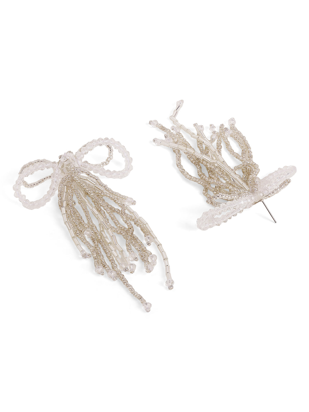 Priyaasi Silver Plated Beaded Drop Earrings